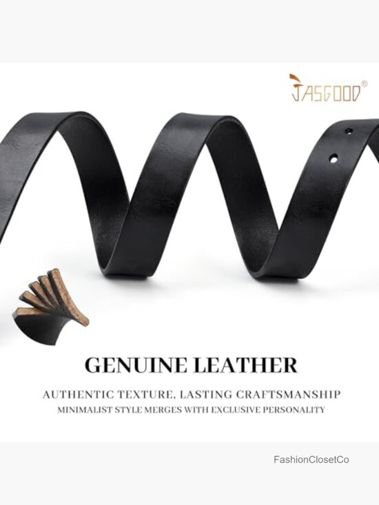 Genuine Full Grain Leather Belt with Vintage Metal Buckle for Jeans Pants main image 5